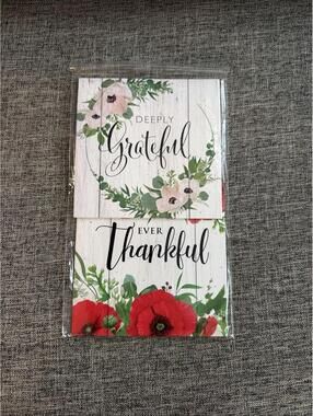 VFW Deeply Grateful Ever Thankful Floral Wall Hanging Red Ribbon Veterans NEW